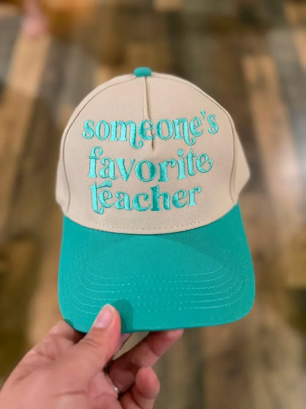 Someone's Favorite Teacher Teal Trucker Hat Snapback Embroidered Cap